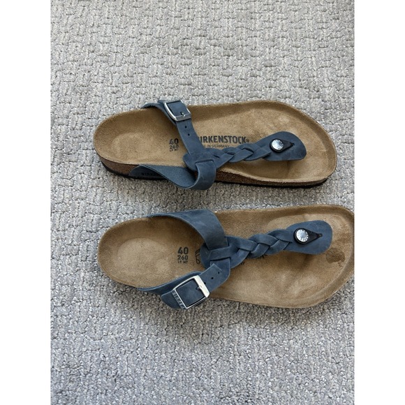Birkenstock Women's Gizeh Braided Sandal Sz EU 40 Oiled Leather Navy Blue - Picture 4 of 6